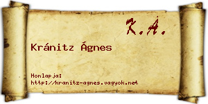 Kránitz Ágnes névjegykártya